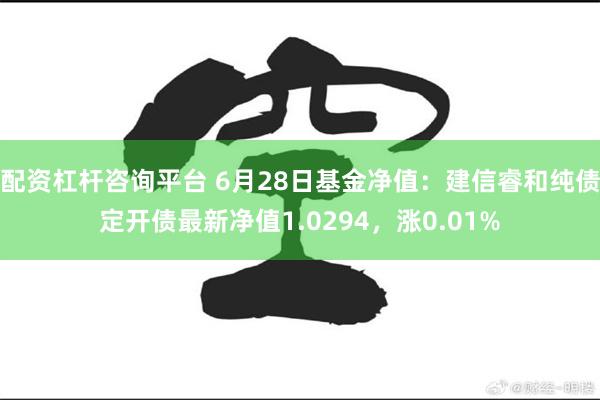 配资杠杆咨询平台 6月28日基金净值：建信睿和纯债定开债最新净值1.0294，涨0.01%