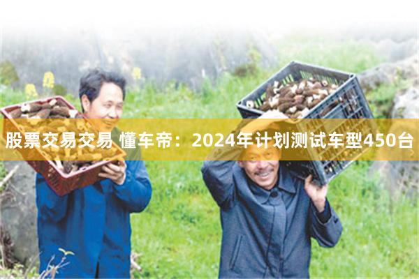 股票交易交易 懂车帝：2024年计划测试车型450台