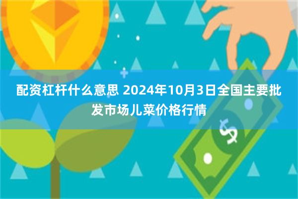 配资杠杆什么意思 2024年10月3日全国主要批发市场儿菜价格行情