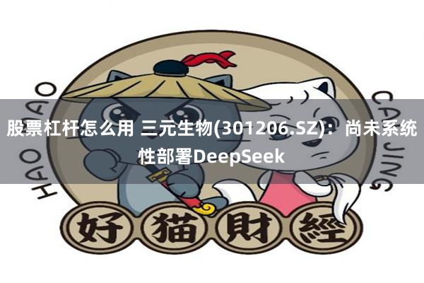 股票杠杆怎么用 三元生物(301206.SZ)：尚未系统性部署DeepSeek